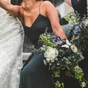 Slate grey floor length gown